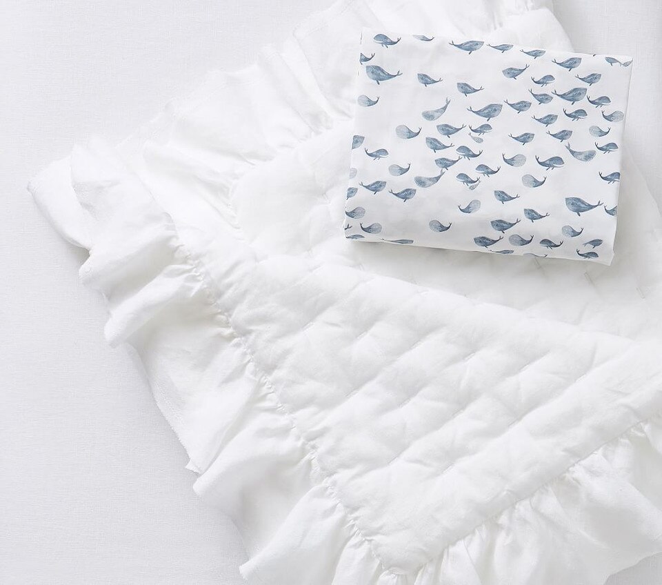 Ruffle Belgian Flax Linen Baby Comforter Pottery Barn Kids Australia